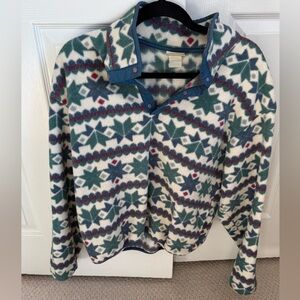 L.L Bean Women’s Vintage Snowflake Aztec Print Fleece Pullover